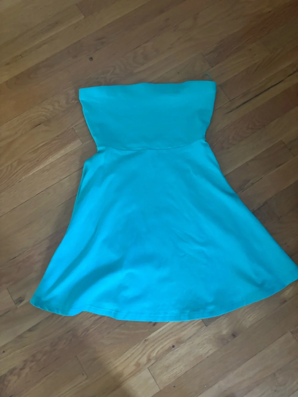 Express Strapless Turquoise Fit & Flare Dress